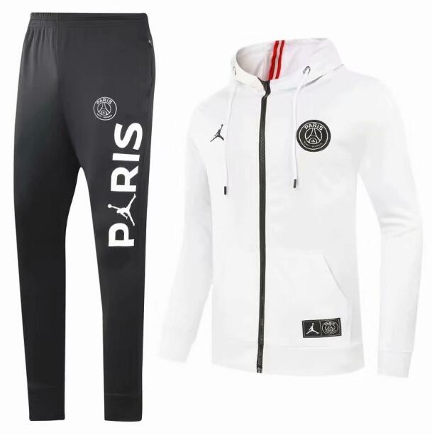 PSG Jordan White Training Suit Hoodie Jacket with Pants 2020/21